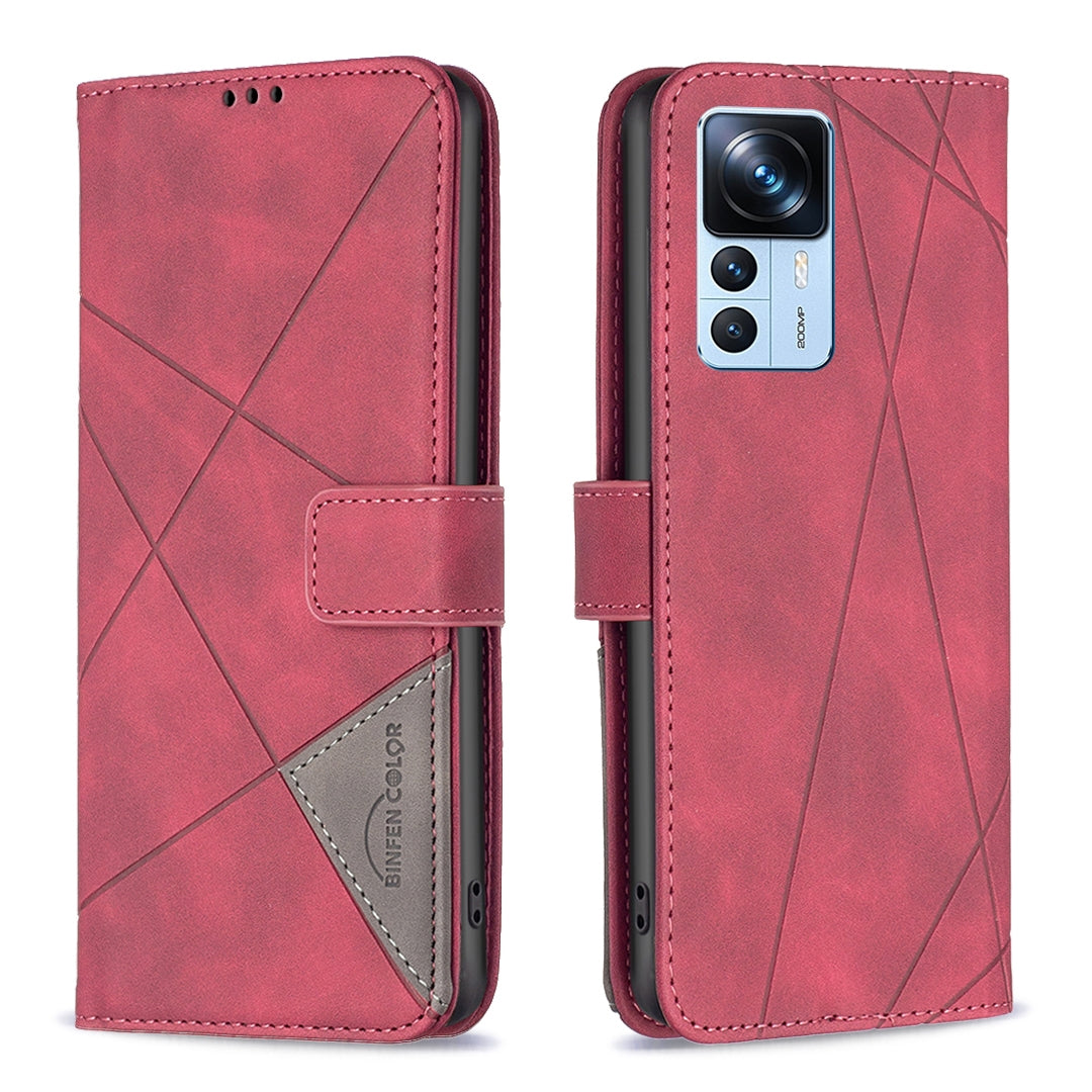 Xiaomi Redmi K50 Ultra Wallet Case – Rhombus Texture PU Leather, Magnetic Buckle, Card Slots, Stand Function, Shockproof Protective Cover