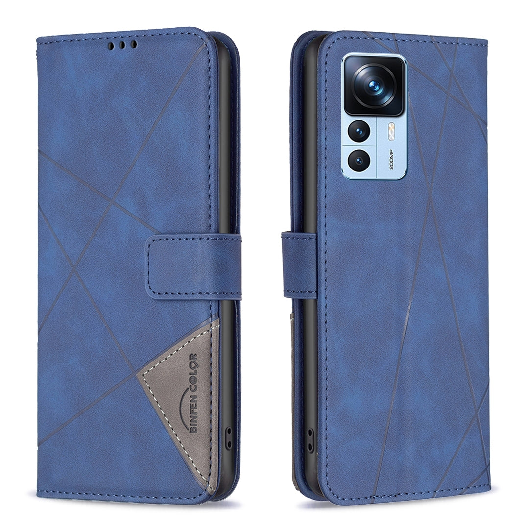 Xiaomi Redmi K50 Ultra Wallet Case – Rhombus Texture PU Leather, Magnetic Buckle, Card Slots, Stand Function, Shockproof Protective Cover