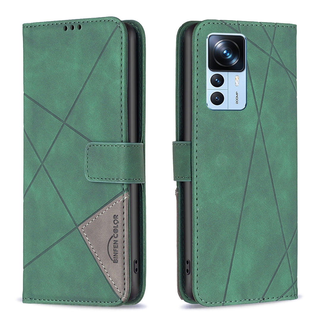 Xiaomi Redmi K50 Ultra Wallet Case – Rhombus Texture PU Leather, Magnetic Buckle, Card Slots, Stand Function, Shockproof Protective Cover
