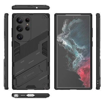 Samsung Galaxy S23 Ultra 5G Shockproof Phone Case - Punk Armor 2-in-1 PC + TPU with Invisible Holder