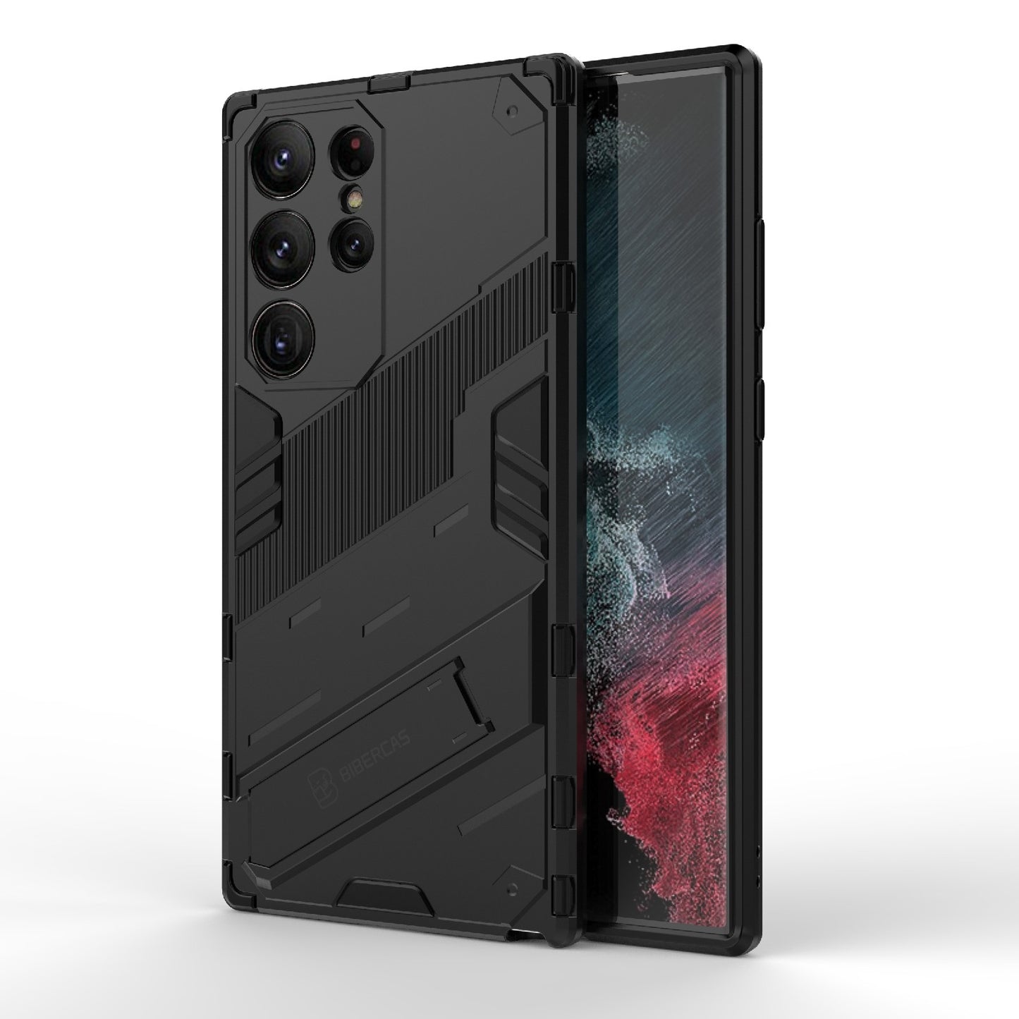 Samsung Galaxy S23 Ultra 5G Shockproof Phone Case - Punk Armor 2-in-1 PC + TPU with Invisible Holder