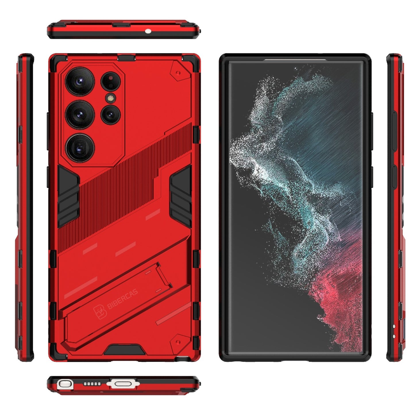 Samsung Galaxy S23 Ultra 5G Shockproof Phone Case - Punk Armor 2-in-1 PC + TPU with Invisible Holder