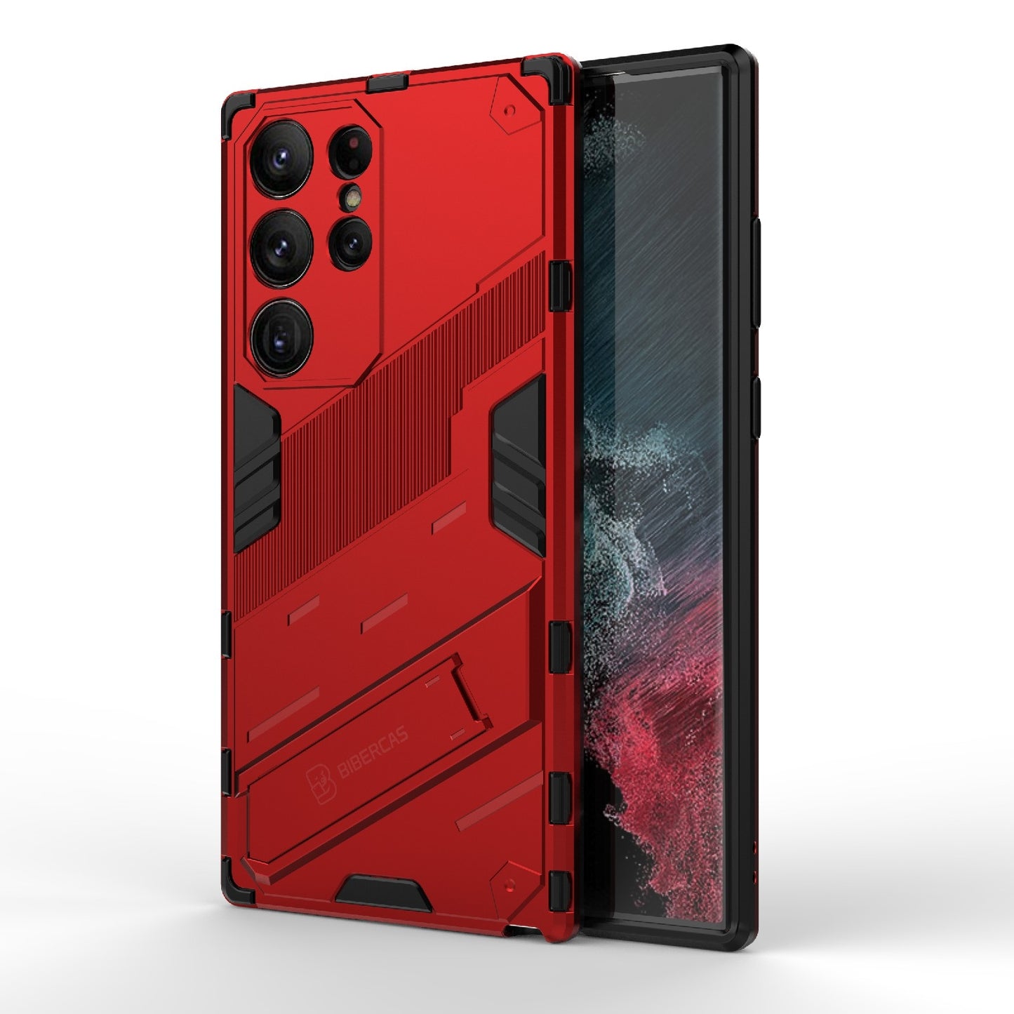 Samsung Galaxy S23 Ultra 5G Shockproof Phone Case - Punk Armor 2-in-1 PC + TPU with Invisible Holder