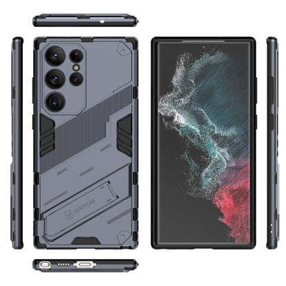 Samsung Galaxy S23 Ultra 5G Shockproof Phone Case - Punk Armor 2-in-1 PC + TPU with Invisible Holder