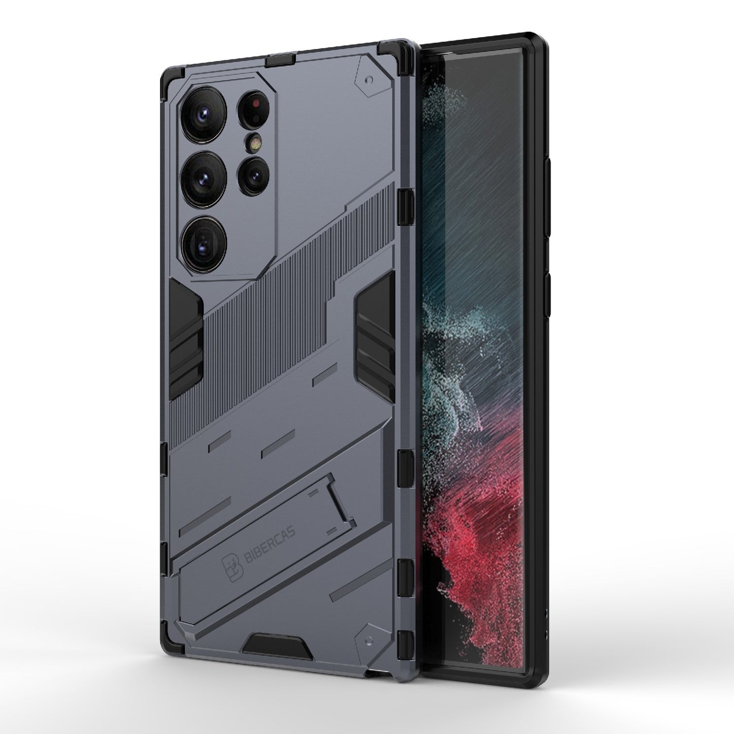 Samsung Galaxy S23 Ultra 5G Shockproof Phone Case - Punk Armor 2-in-1 PC + TPU with Invisible Holder