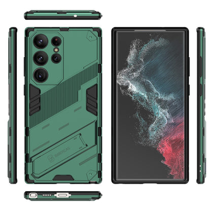 Samsung Galaxy S23 Ultra 5G Shockproof Phone Case - Punk Armor 2-in-1 PC + TPU with Invisible Holder