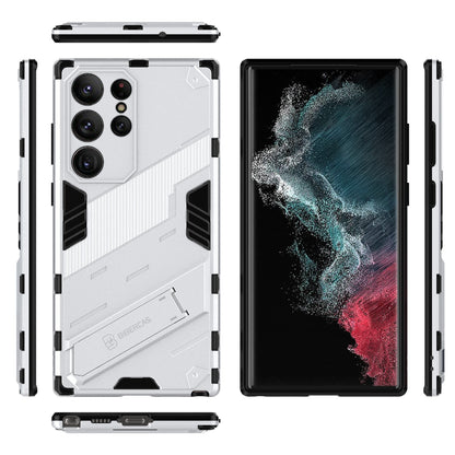 Samsung Galaxy S23 Ultra 5G Shockproof Phone Case - Punk Armor 2-in-1 PC + TPU with Invisible Holder
