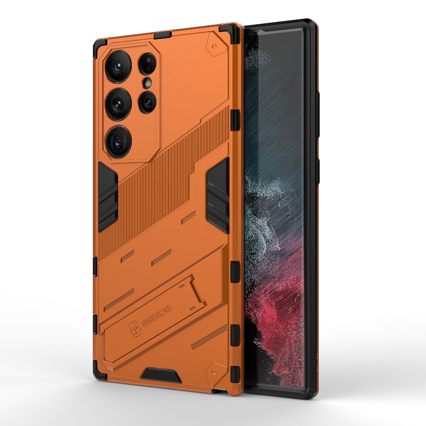 Samsung Galaxy S23 Ultra 5G Shockproof Phone Case - Punk Armor 2-in-1 PC + TPU with Invisible Holder