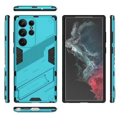Samsung Galaxy S23 Ultra 5G Shockproof Phone Case - Punk Armor 2-in-1 PC + TPU with Invisible Holder