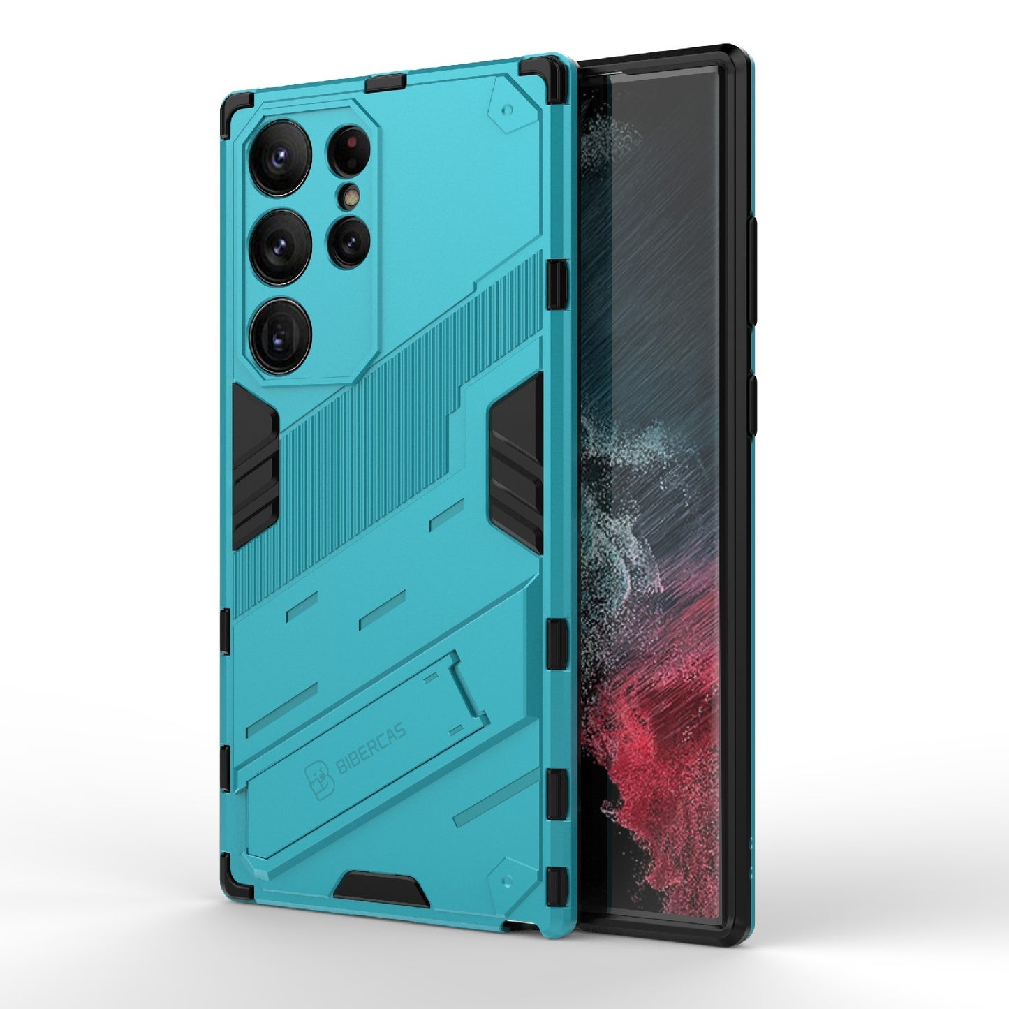 Samsung Galaxy S23 Ultra 5G Shockproof Phone Case - Punk Armor 2-in-1 PC + TPU with Invisible Holder
