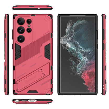 Samsung Galaxy S23 Ultra 5G Shockproof Phone Case - Punk Armor 2-in-1 PC + TPU with Invisible Holder