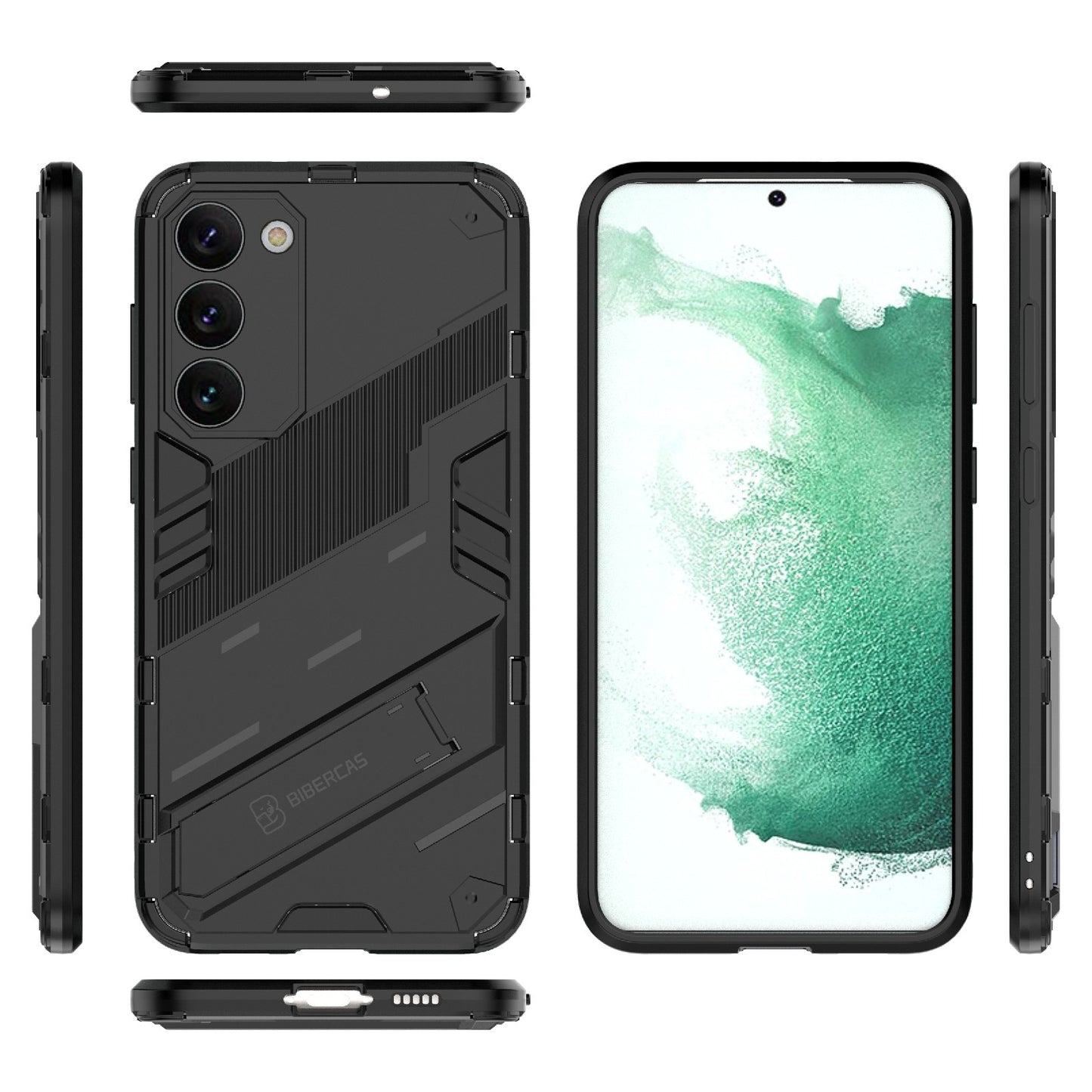 Samsung Galaxy S23+ 5G Shockproof Phone Case - Punk Armor 2-in-1 PC + TPU with Invisible Holder