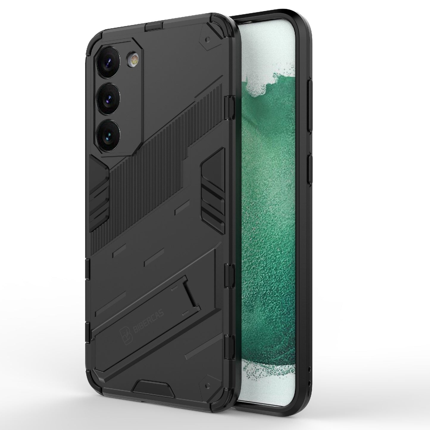Samsung Galaxy S23+ 5G Shockproof Phone Case - Punk Armor 2-in-1 PC + TPU with Invisible Holder
