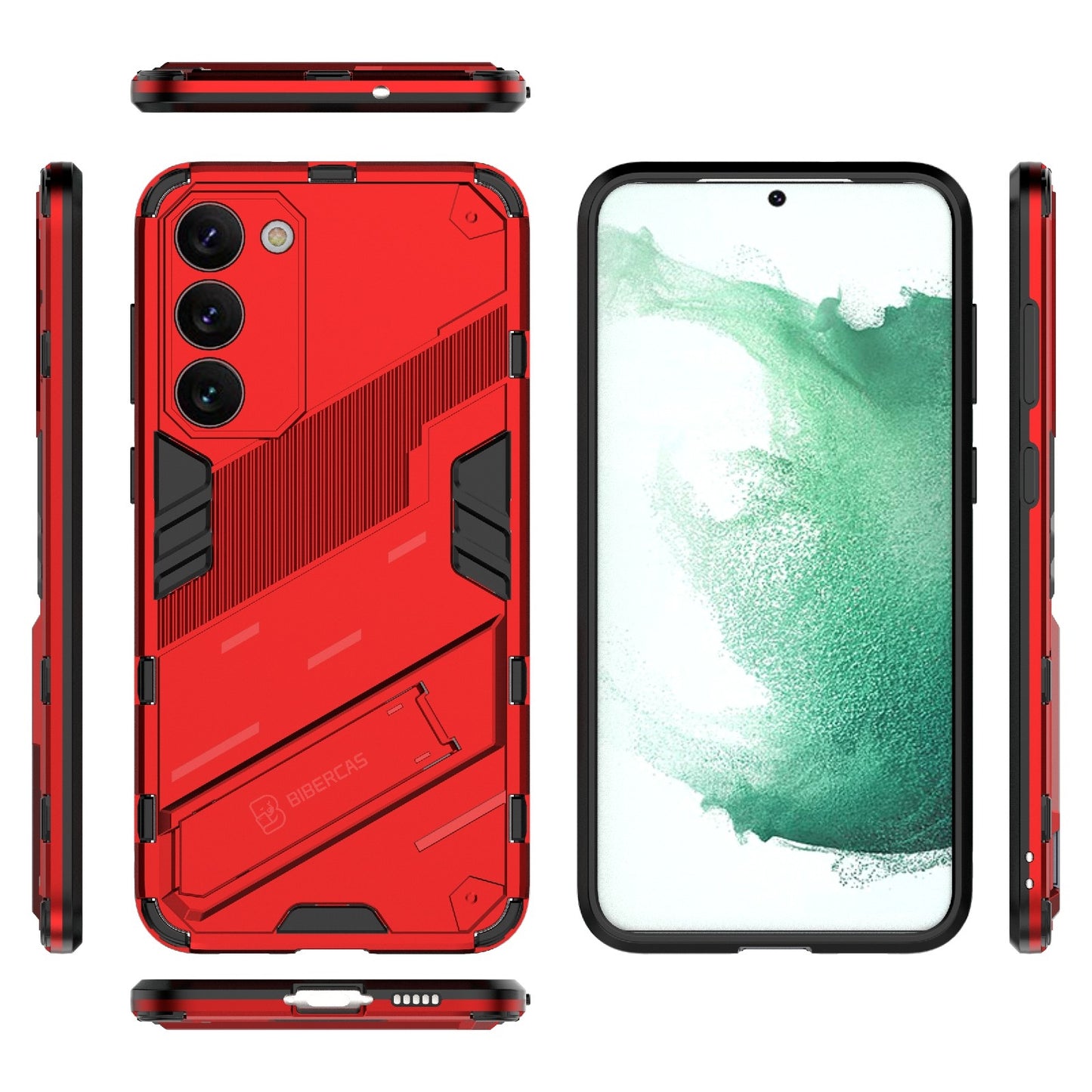 Samsung Galaxy S23+ 5G Shockproof Phone Case - Punk Armor 2-in-1 PC + TPU with Invisible Holder