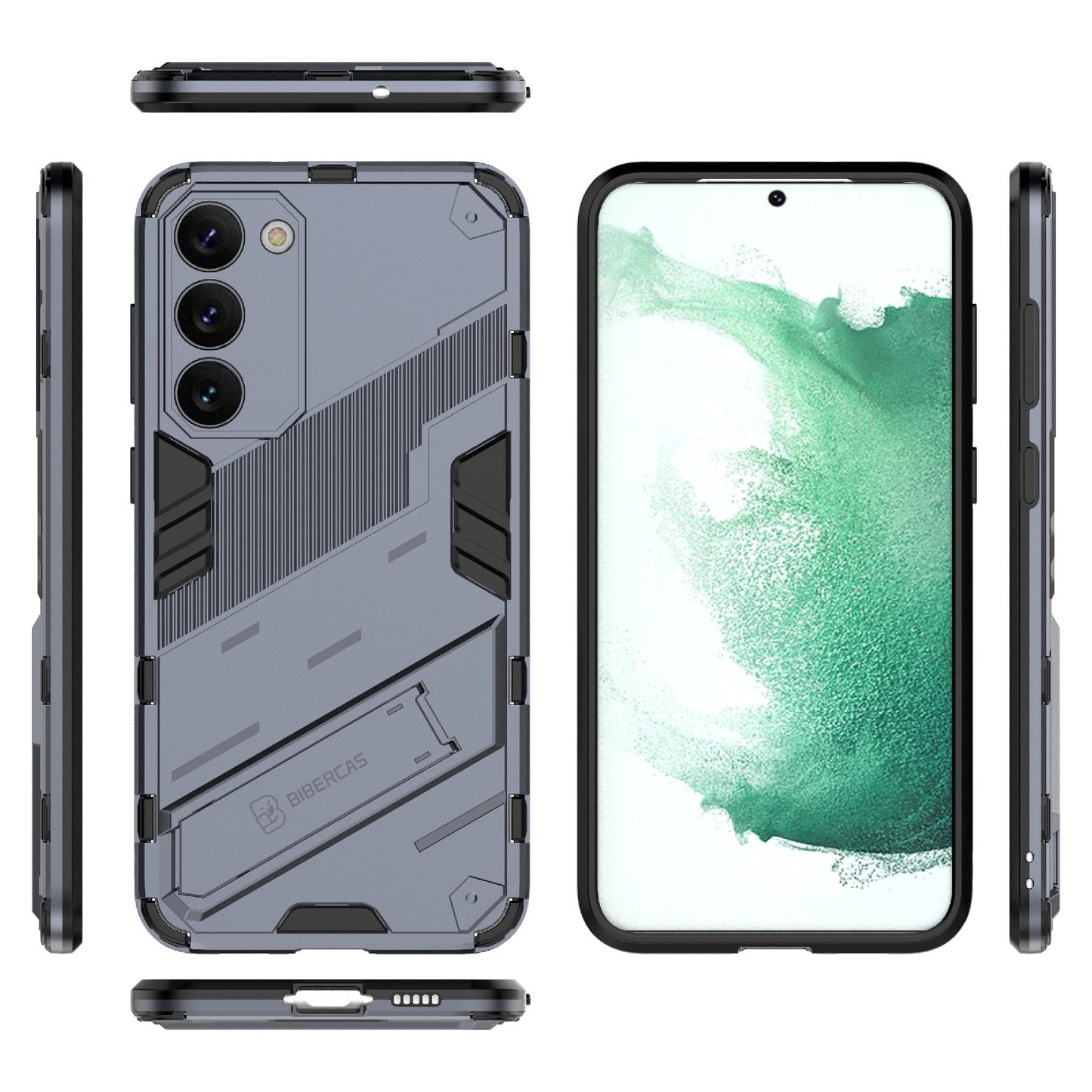 Samsung Galaxy S23+ 5G Shockproof Phone Case - Punk Armor 2-in-1 PC + TPU with Invisible Holder