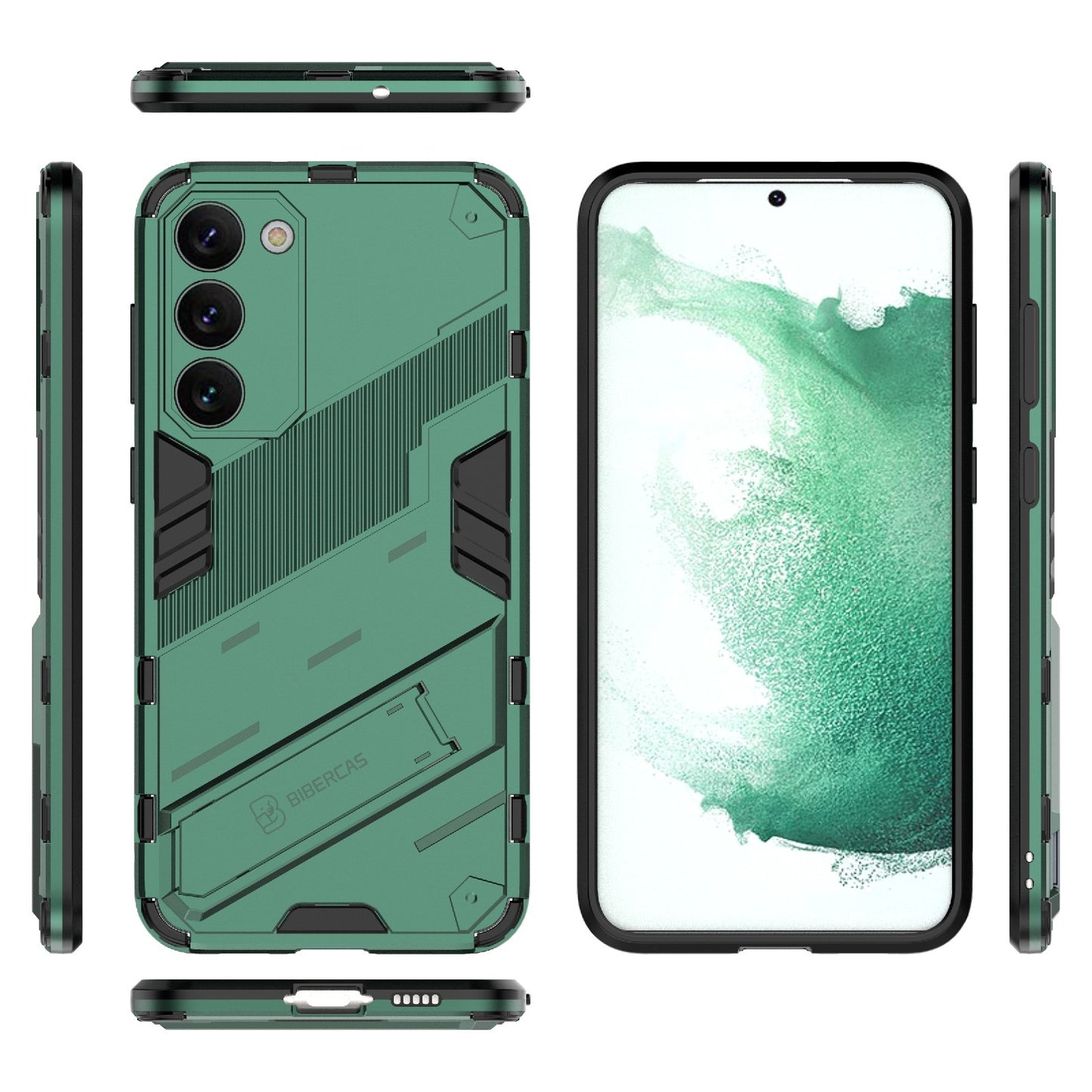 Samsung Galaxy S23+ 5G Shockproof Phone Case - Punk Armor 2-in-1 PC + TPU with Invisible Holder