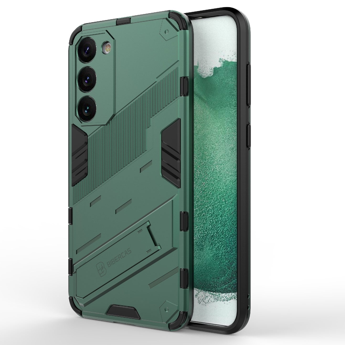 Samsung Galaxy S23+ 5G Shockproof Phone Case - Punk Armor 2-in-1 PC + TPU with Invisible Holder