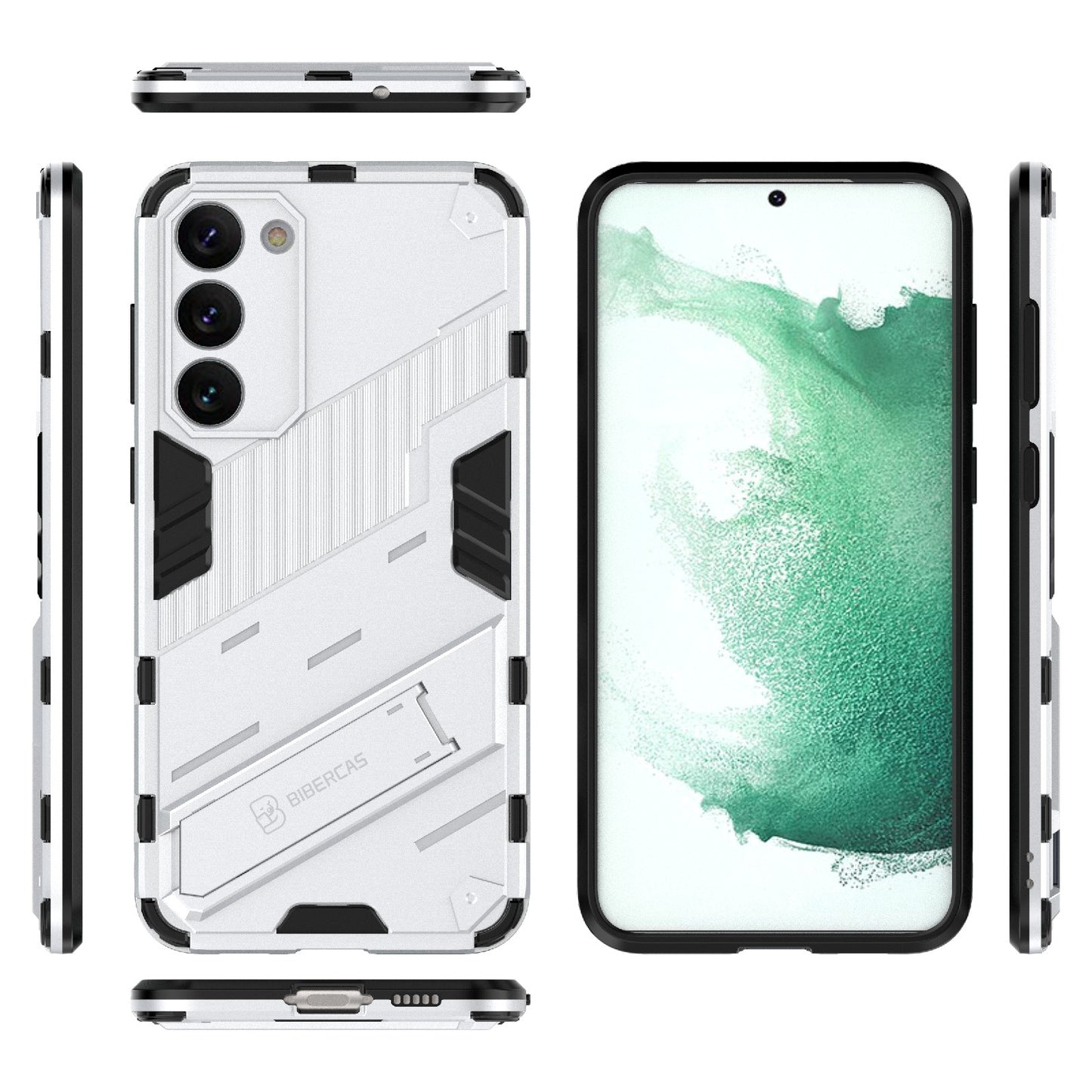 Samsung Galaxy S23+ 5G Shockproof Phone Case - Punk Armor 2-in-1 PC + TPU with Invisible Holder