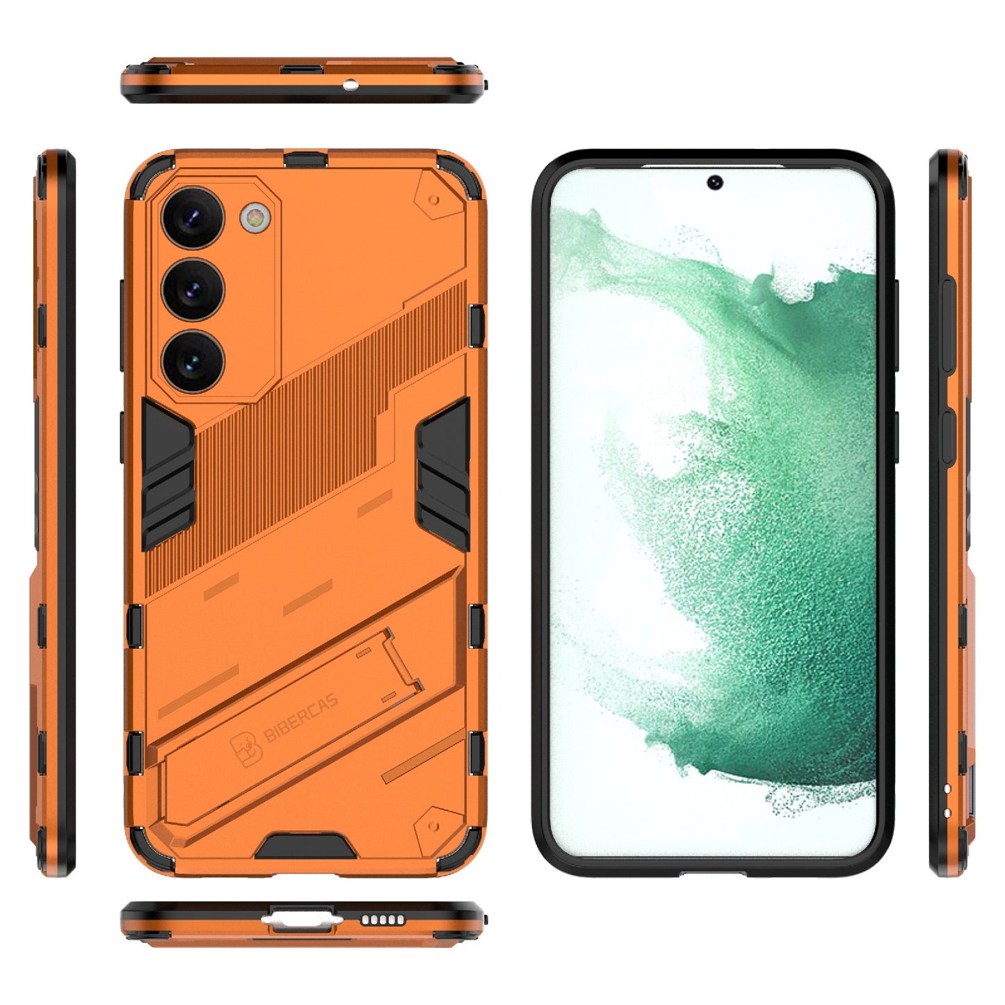 Samsung Galaxy S23+ 5G Shockproof Phone Case - Punk Armor 2-in-1 PC + TPU with Invisible Holder