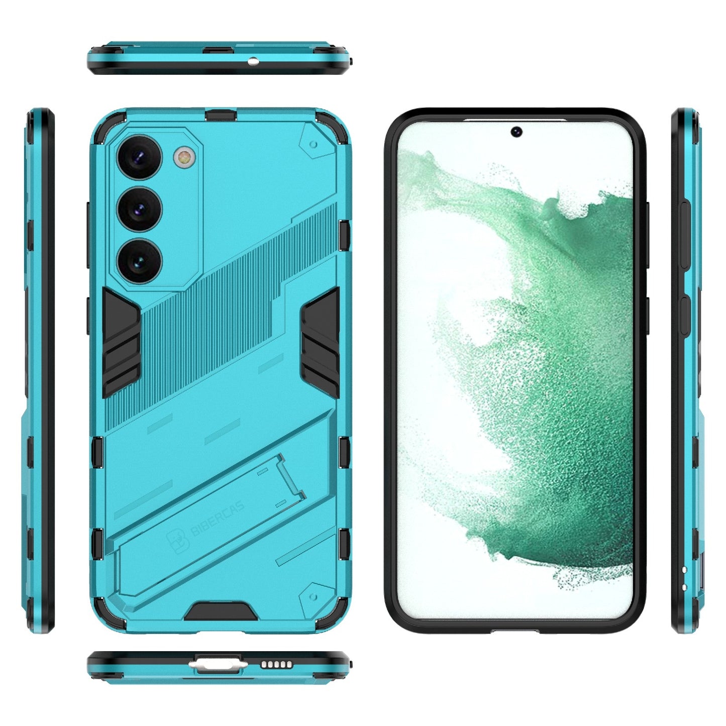Samsung Galaxy S23+ 5G Shockproof Phone Case - Punk Armor 2-in-1 PC + TPU with Invisible Holder