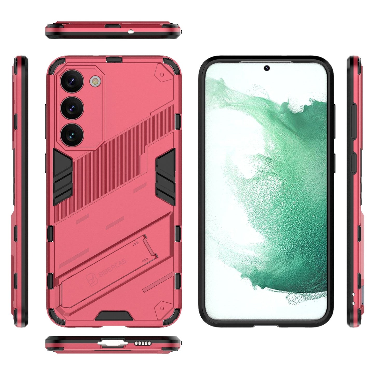 Samsung Galaxy S23+ 5G Shockproof Phone Case - Punk Armor 2-in-1 PC + TPU with Invisible Holder