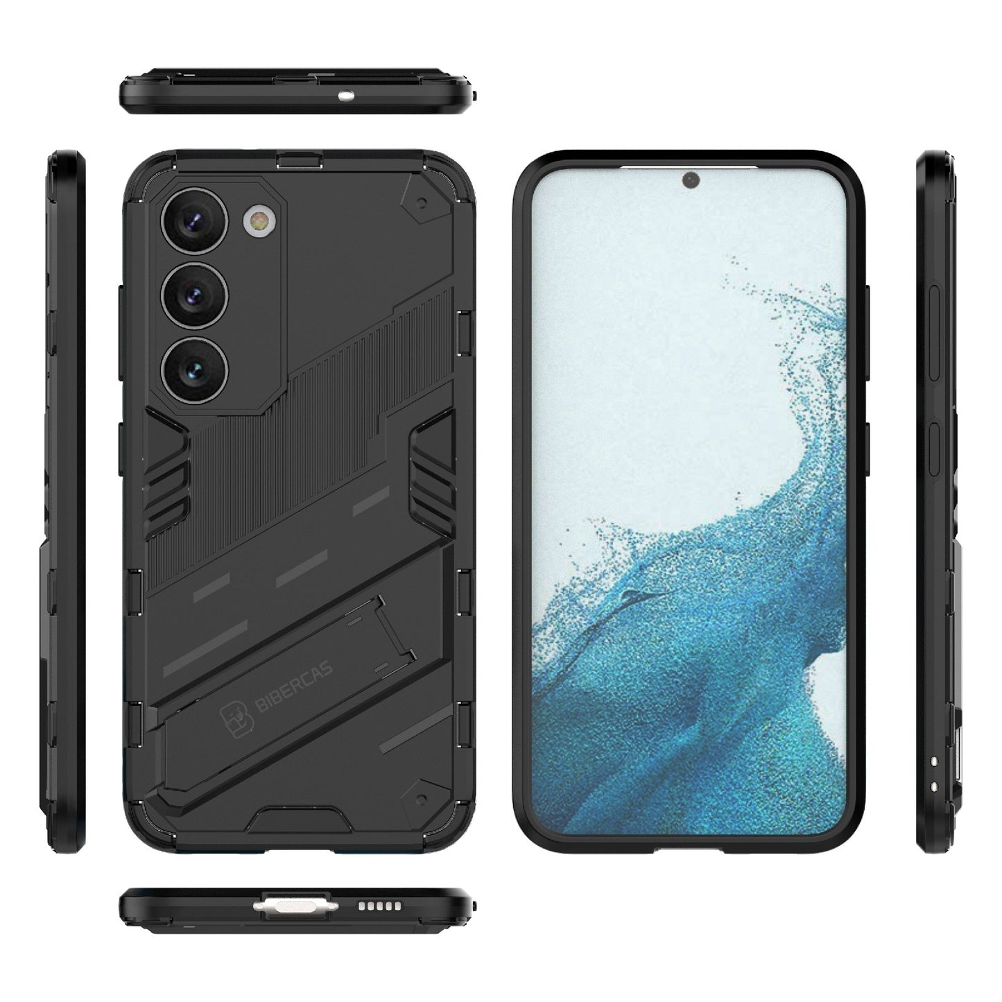 Samsung Galaxy S23 5G Shockproof Phone Case - Punk Armor 2-in-1 PC + TPU with Invisible Holder