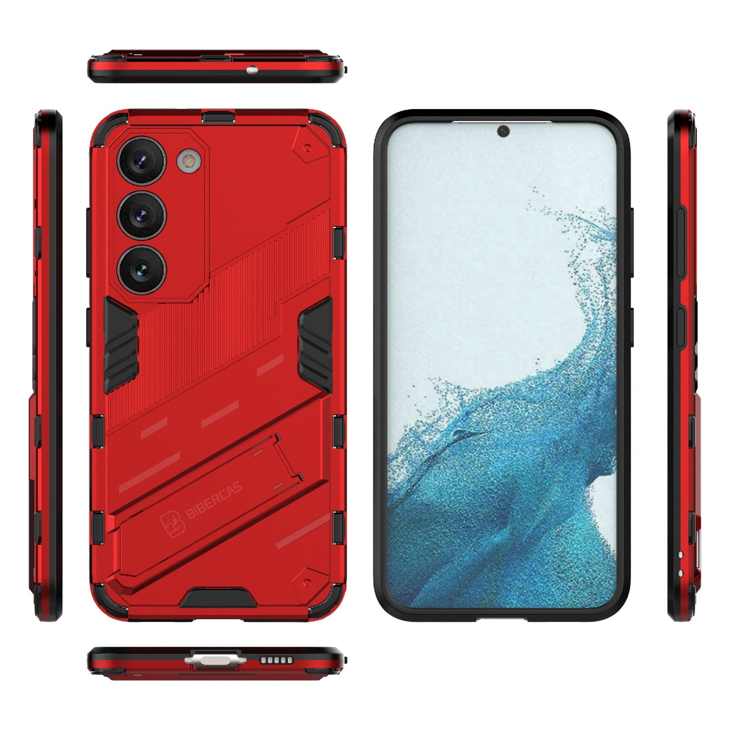 Samsung Galaxy S23 5G Shockproof Phone Case - Punk Armor 2-in-1 PC + TPU with Invisible Holder
