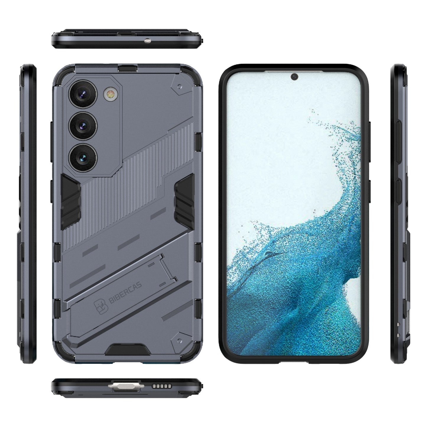 Samsung Galaxy S23 5G Shockproof Phone Case - Punk Armor 2-in-1 PC + TPU with Invisible Holder