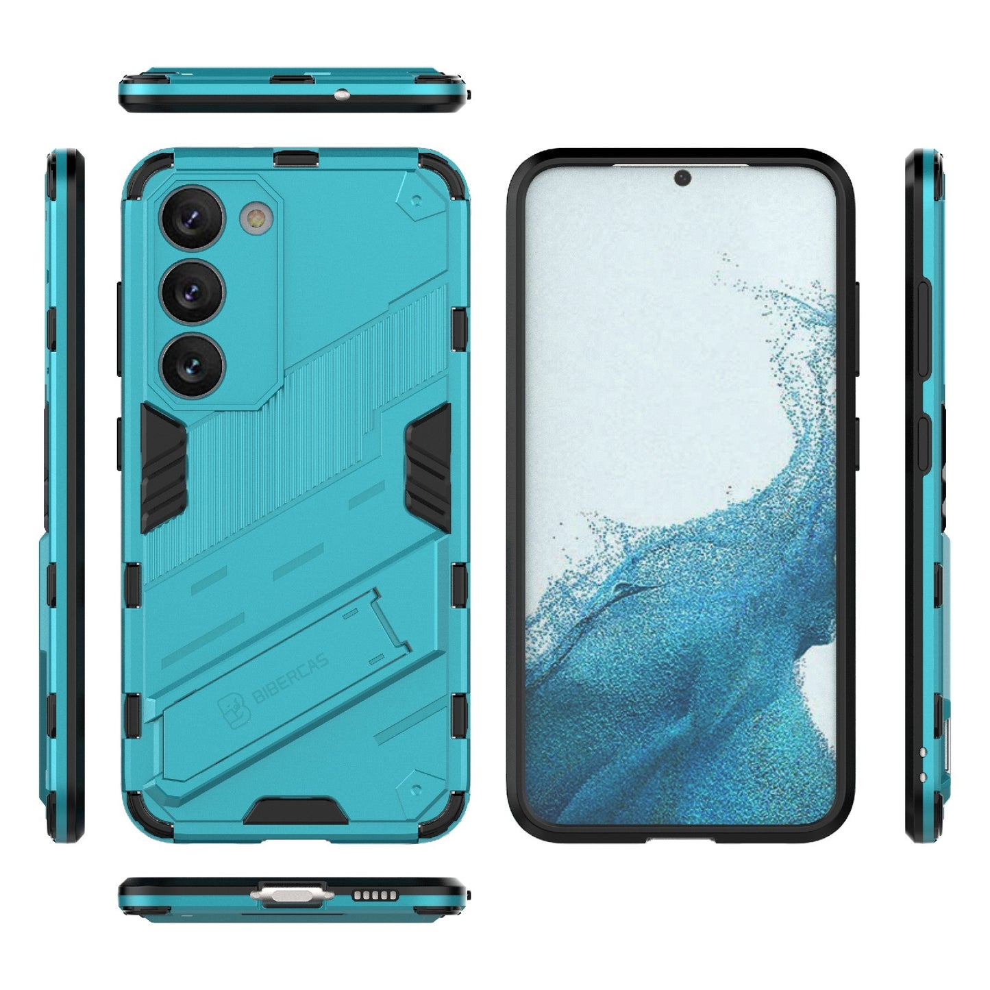 Samsung Galaxy S23 5G Shockproof Phone Case - Punk Armor 2-in-1 PC + TPU with Invisible Holder