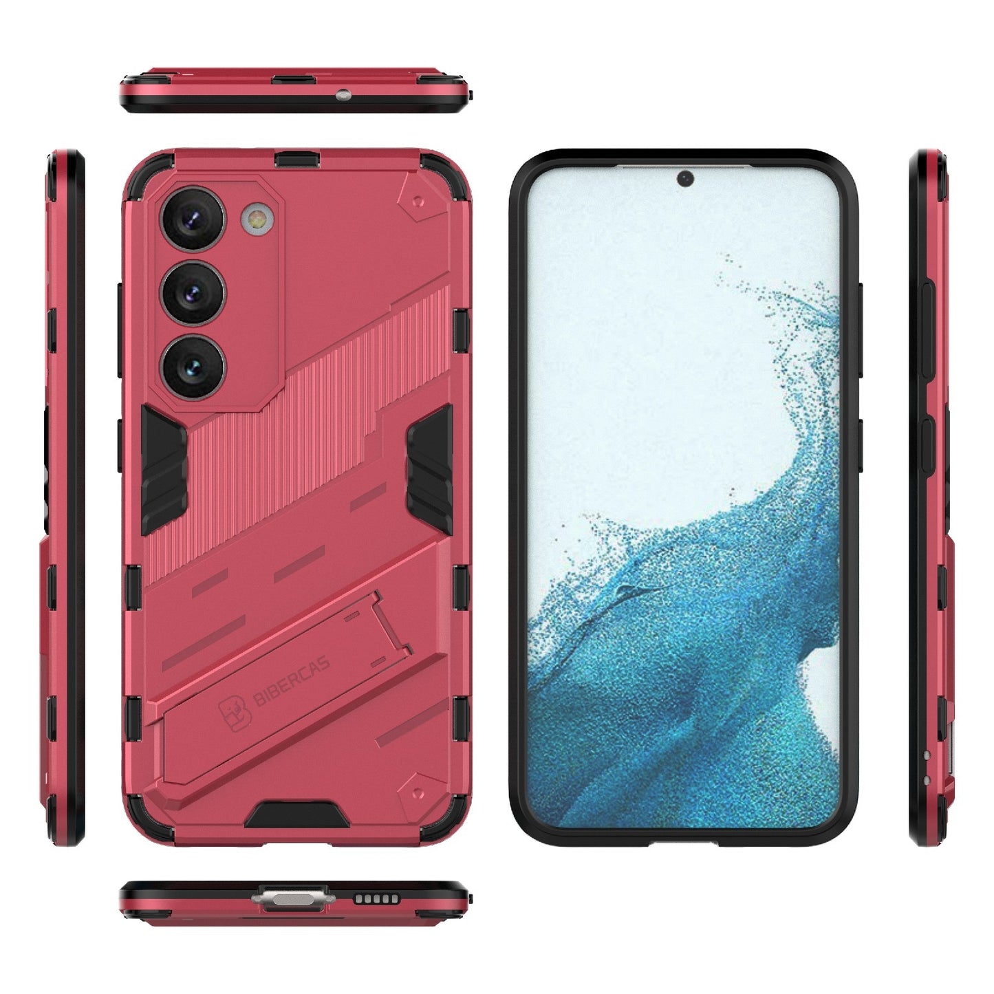 Samsung Galaxy S23 5G Shockproof Phone Case - Punk Armor 2-in-1 PC + TPU with Invisible Holder