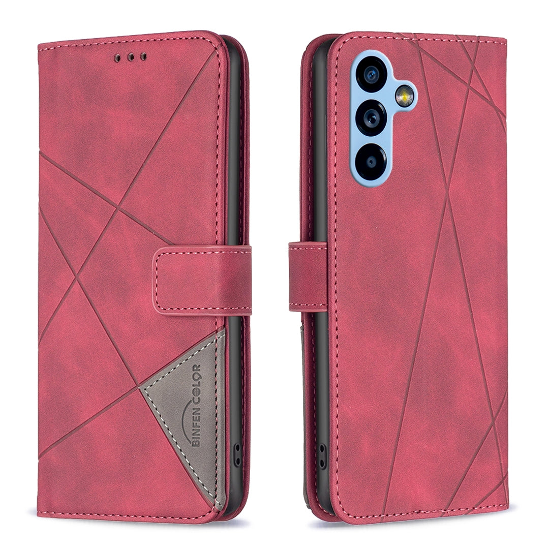 Samsung Galaxy A54 5G Wallet Case – Rhombus Texture PU Leather, Magnetic Buckle, Card Slots, Stand Function, Shockproof Protective Cover