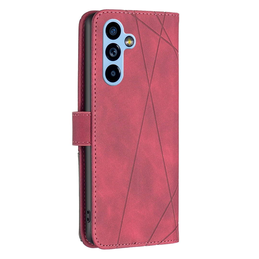 Samsung Galaxy A54 5G Wallet Case – Rhombus Texture PU Leather, Magnetic Buckle, Card Slots, Stand Function, Shockproof Protective Cover