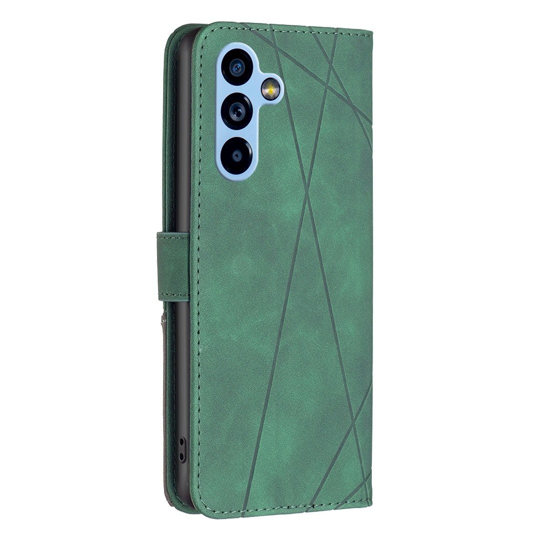 Samsung Galaxy A54 5G Wallet Case – Rhombus Texture PU Leather, Magnetic Buckle, Card Slots, Stand Function, Shockproof Protective Cover