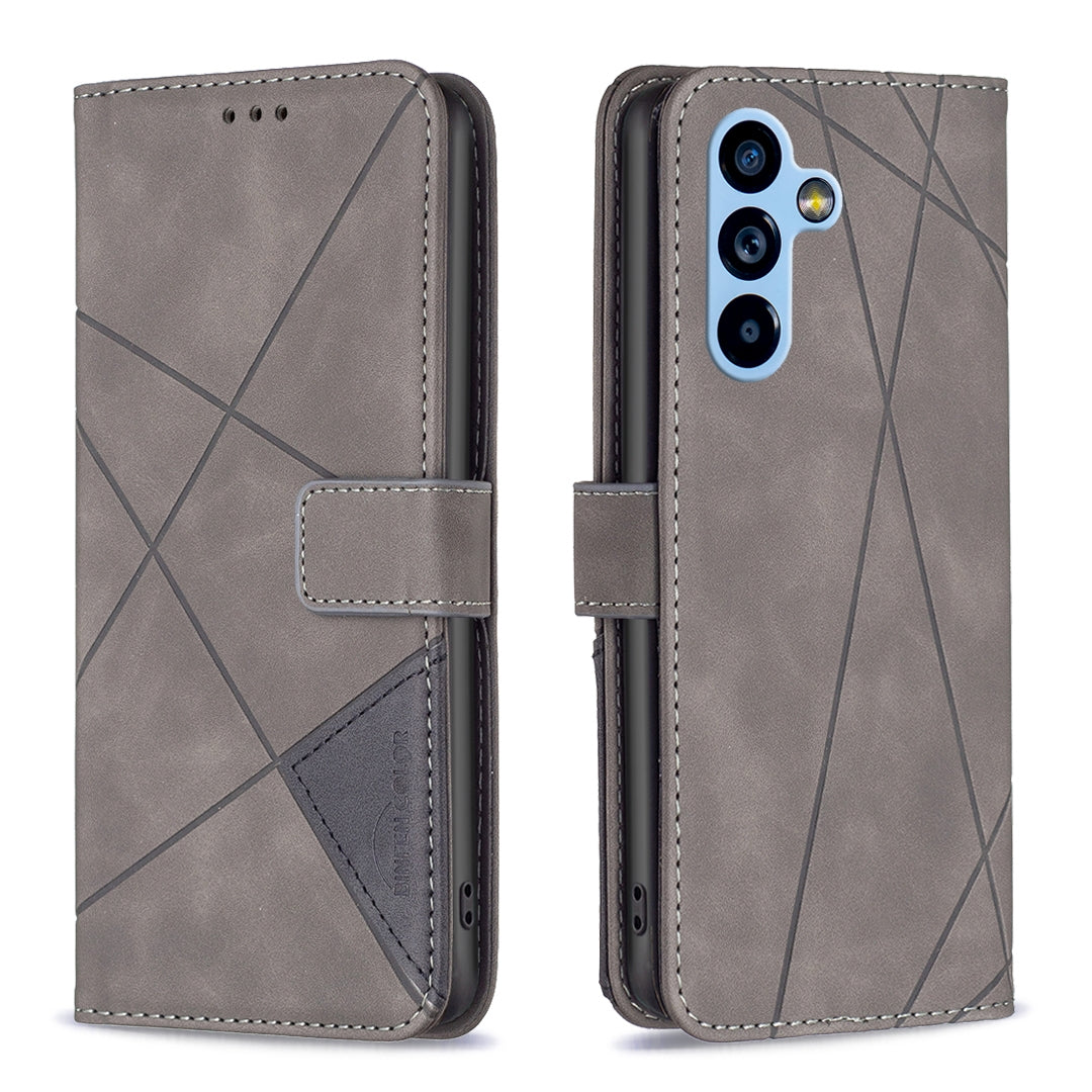 Samsung Galaxy A54 5G Wallet Case – Rhombus Texture PU Leather, Magnetic Buckle, Card Slots, Stand Function, Shockproof Protective Cover