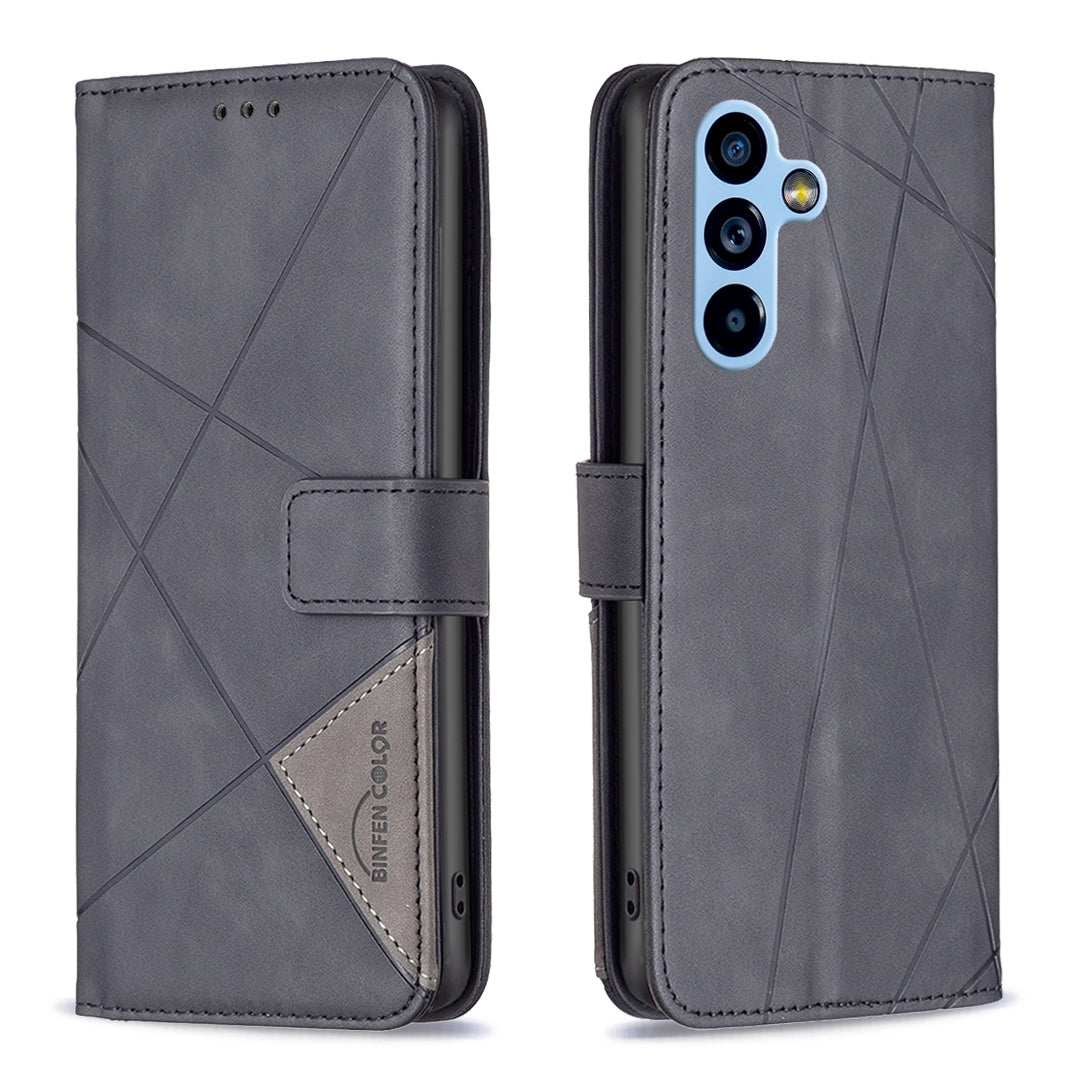 Samsung Galaxy A54 5G Wallet Case – Rhombus Texture PU Leather, Magnetic Buckle, Card Slots, Stand Function, Shockproof Protective Cover