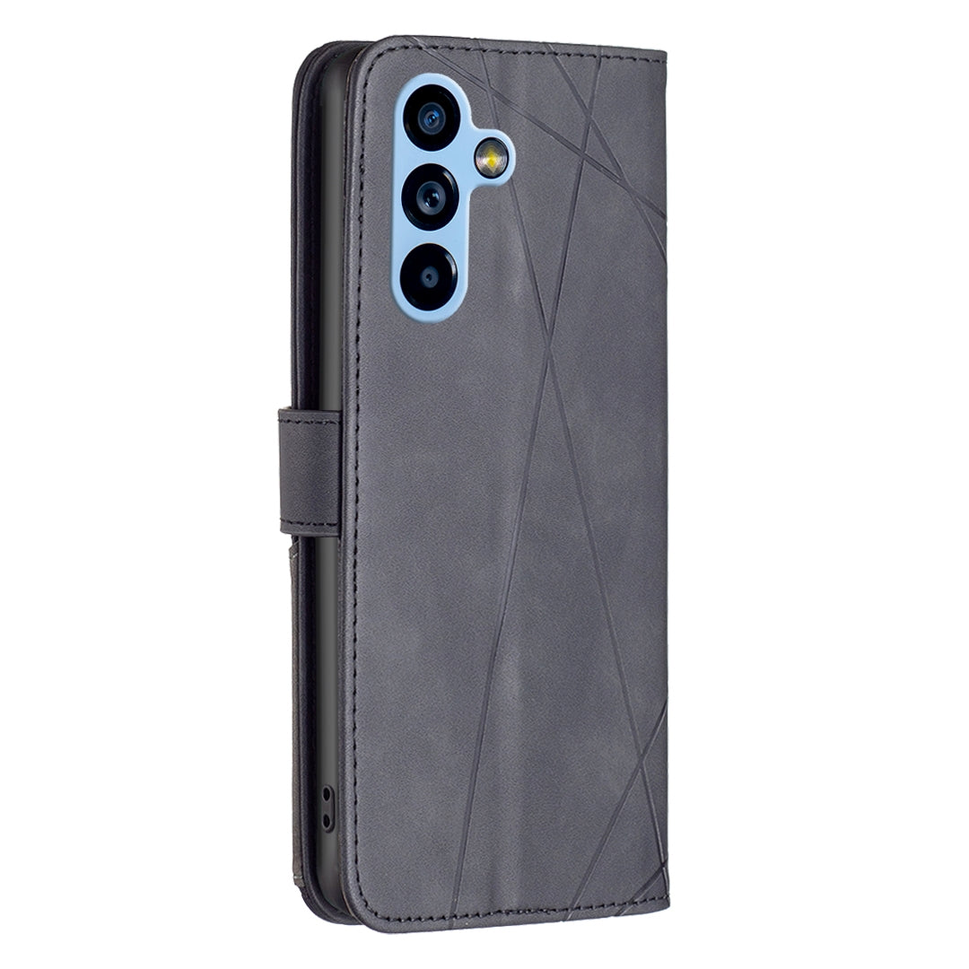 Samsung Galaxy A54 5G Wallet Case – Rhombus Texture PU Leather, Magnetic Buckle, Card Slots, Stand Function, Shockproof Protective Cover