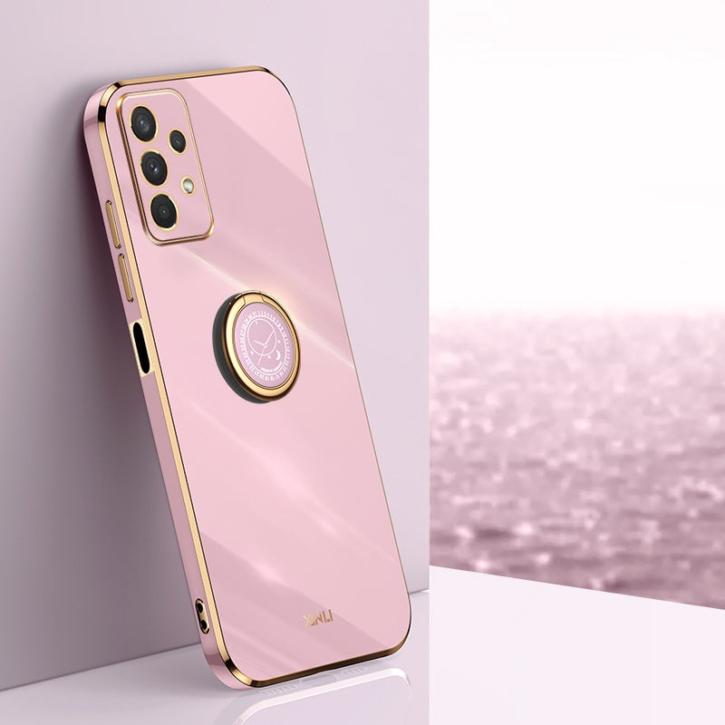 Samsung Galaxy A32 5G Tough TPU Phone Case with 6D Electroplate, Straight Edge Design, and Comfortable Ring Holder