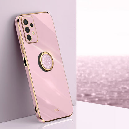 Samsung Galaxy A32 5G Tough TPU Phone Case with 6D Electroplate, Straight Edge Design, and Comfortable Ring Holder