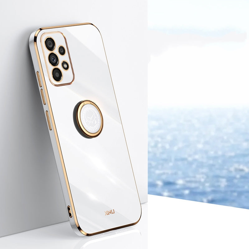 Samsung Galaxy A23 5G Tough TPU Phone Case with 6D Electroplate, Straight Edge Design, and Comfortable Ring Holder