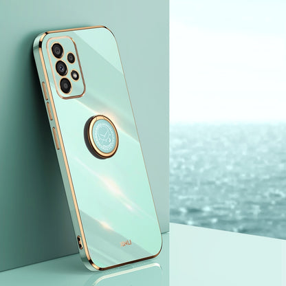Samsung Galaxy A23 5G Tough TPU Phone Case with 6D Electroplate, Straight Edge Design, and Comfortable Ring Holder