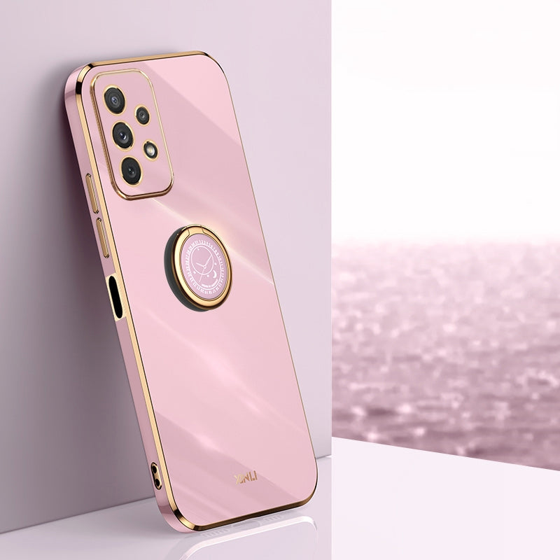 Samsung Galaxy A13 4G Tough TPU Phone Case with 6D Electroplate, Straight Edge Design, and Comfortable Ring Holder