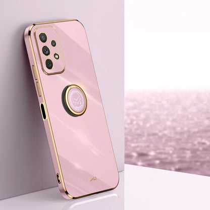 Samsung Galaxy A13 4G Tough TPU Phone Case with 6D Electroplate, Straight Edge Design, and Comfortable Ring Holder