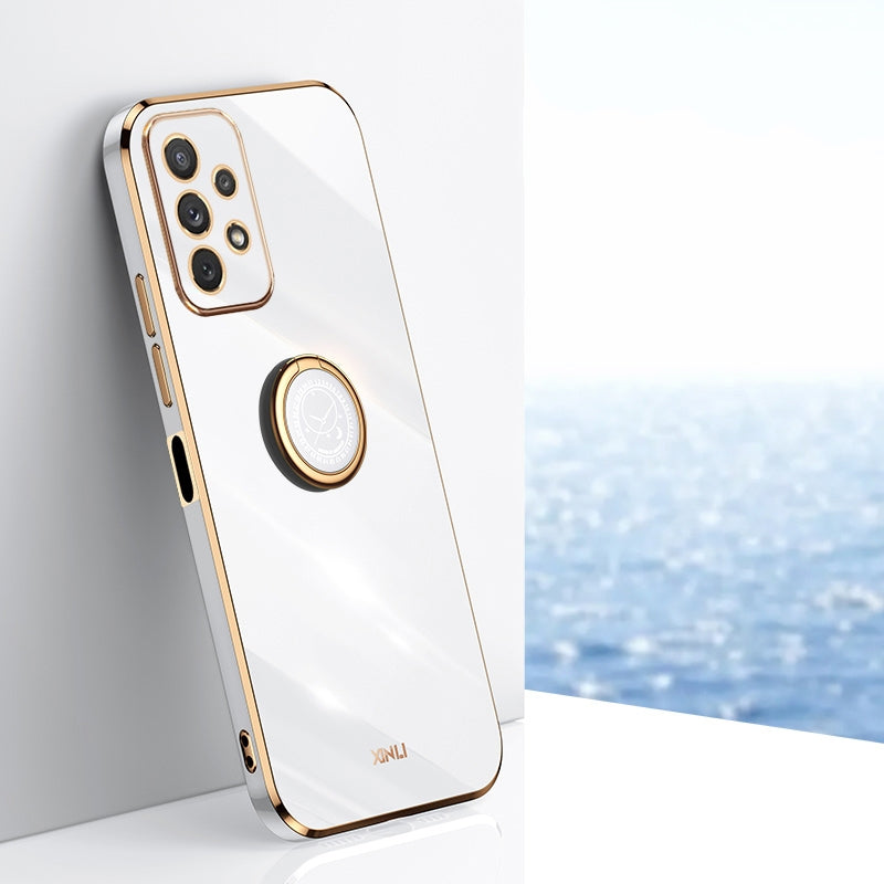 Samsung Galaxy A13 4G Tough TPU Phone Case with 6D Electroplate, Straight Edge Design, and Comfortable Ring Holder