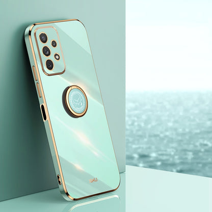 Samsung Galaxy A13 4G Tough TPU Phone Case with 6D Electroplate, Straight Edge Design, and Comfortable Ring Holder