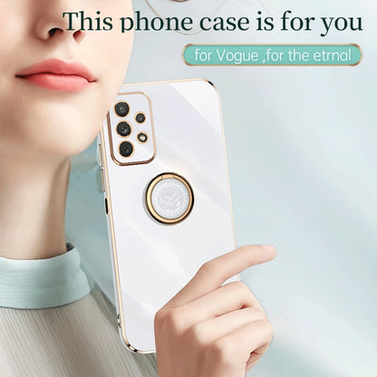 Samsung Galaxy A13 4G Tough TPU Phone Case with 6D Electroplate, Straight Edge Design, and Comfortable Ring Holder