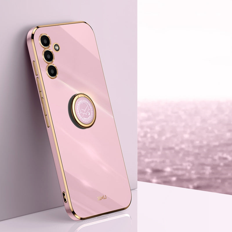 Samsung Galaxy A13 5G Tough TPU Phone Case with 6D Electroplate, Straight Edge Design, and Comfortable Ring Holder