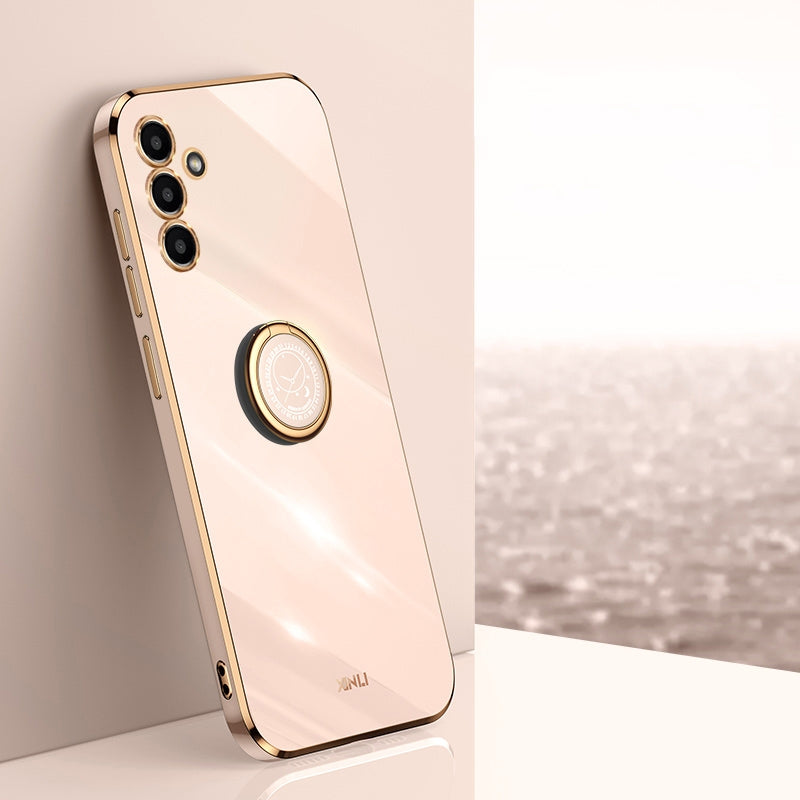 Samsung Galaxy A13 5G Tough TPU Phone Case with 6D Electroplate, Straight Edge Design, and Comfortable Ring Holder