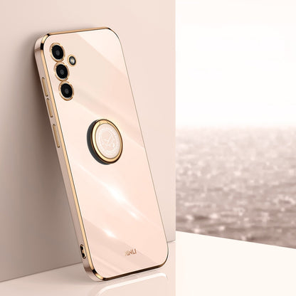 Samsung Galaxy A13 5G Tough TPU Phone Case with 6D Electroplate, Straight Edge Design, and Comfortable Ring Holder