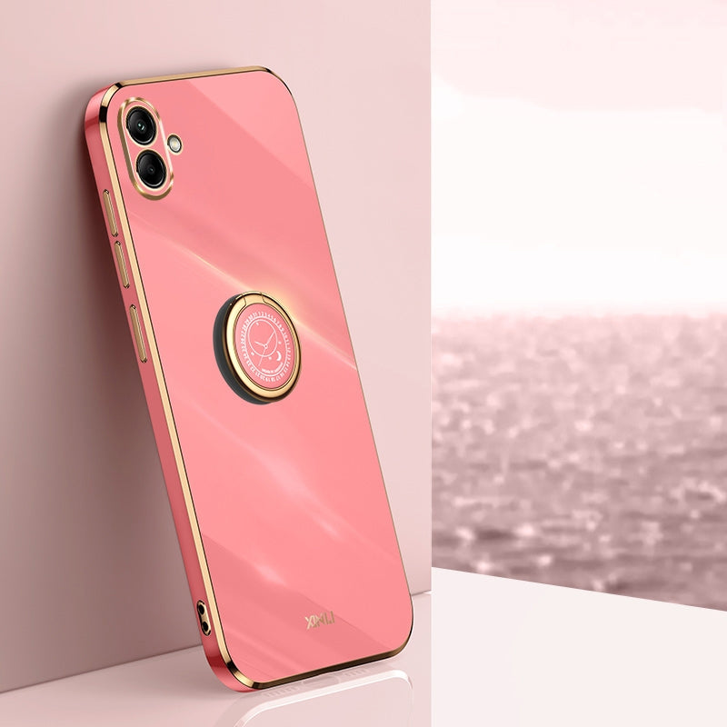 Samsung Galaxy A04 4G Tough TPU Phone Case with 6D Electroplate, Straight Edge Design, and Comfortable Ring Holder