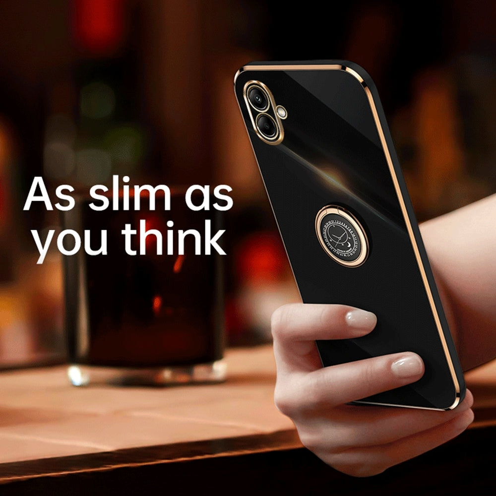 Samsung Galaxy A04 4G Tough TPU Phone Case with 6D Electroplate, Straight Edge Design, and Comfortable Ring Holder